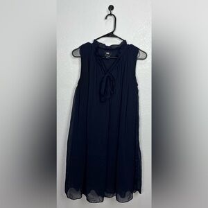 DKNY Womens Navy Ruffled Sleeveless Tie Neck Party Shift Dress‎ Sz 6 Chic Summer